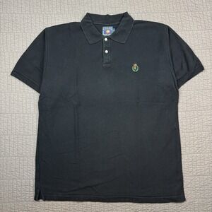 Vintage Chaps Ralph Lauren Polo Shirt Men XL Black Preppy Crest Logo Old Money